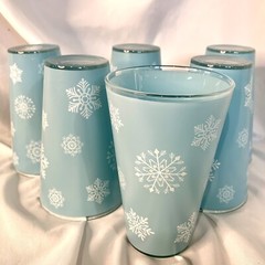 Cerve Italy 6 Winter Blue Snowflake Tumblers 4 3/4”h