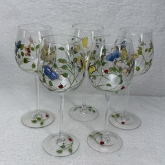Lenox Butterfly Meadow Hand Painted Wine Glasses Water Goblets Set Of 5