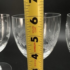Set 3 Etched Maple Leaf Wine Glasses Twisted Stem Clear Goblets
