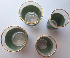 4 Vintage Jeanette Wedgwood Jasperware Grn Greek Hellinic Glasses juice whiskey