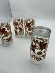 Set of 4 VTG Libbey Autumn Fall Leaves Thanksgiving Drinking Glasses 6″ Tall EUC