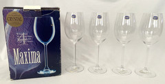 Bohemia Crystal Maxima White Wine Glasses Set of 4 12 oz Chech Republic NIB