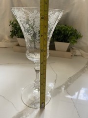 Vintage Cambridge Glass Rose Point Clear Stem 3500 Water Goblets Set of 8- 9 Oz