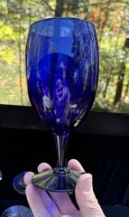 Set Of 7 Vintage Libbey Glass Cobalt Blue Wine Glasses EUC