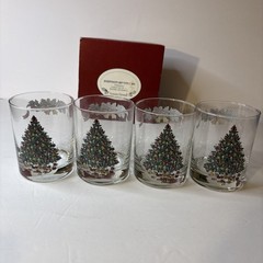 Vintage Victorian Christmas Glassware Johnson Brothers 4PC Drinkware 14 Oz Boxed