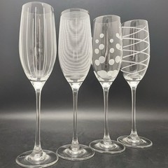 Mikasa Cheers Etched White 4pc Champagne Flutes/Wine Glasses China 9.75″t 8oz