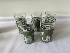 Jeannette Grecian Green Hellenic Juice Glasses Cups & Ashtrays 5 Oz Vintage 10