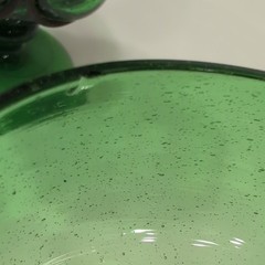 Green Art Glass Hand Blown Goblet Set, 4-Piece Glass Stemmed Goblets.