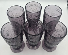 PRINCESS HOUSE FANTASIA FLORAL DESIGN AMETHYST TUMBLER SET OF 6