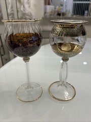 Egyptian 1960’s Hand-Cut & Colored Lead Crystal Cordial / Liqueur Glasses …