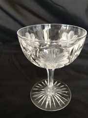 1 Beautiful Clear Etched Crystal Stemmed Bohemian Glass Mint Condition