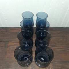 VINTAGE LLibbey Tulip Dusky Blue Tumbler Set Of 8