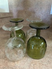 4 HEAVY Vintage Mismatched 16 oz Large Goblets Glasses-Party