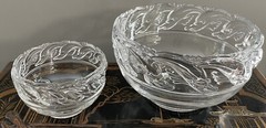 Vintage Tiffany & Co DOLPHIN Wave Footed 8″ & 5″ Chip & Dip Bowl Set Signed