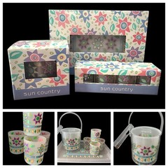 VTG 80s Macy’s Sun Country Acrylic Beverage Set Neon Tumblers, Ice Bucket & Tray