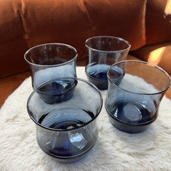 Vintage Libbey Glass Tumblers SET OF 4 Apollo Blue 3 1/4″ Tall Holds 6 oz
