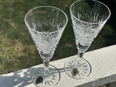 2 Waterford Cut Crystal 7 1/4″ Champagne Flutes w/ Stickers – Holds 4 oz – MIB!