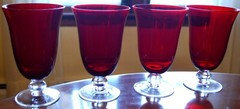 Set 4 LENOX HOLIDAY GEMS RUBY All Purpose Wine/Water Goblets Red Crystal 6 3/8″