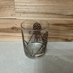 Morgan Signed 5 Double Old Fashion Whiskey Tumblers Etched Giraffe Motif