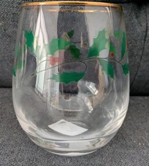 Lenox Crystal HOLIDAY Christmas Holly Stemless Wine Glasses Set of 4