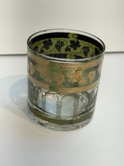 Vintage Green Cera Glass Golden Grapes Barware Set of 5- MCM