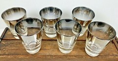 6 Vintage DOROTHY THORPE Silver Rim Bar Glasses 5 1/2 oz Mid Century MCM