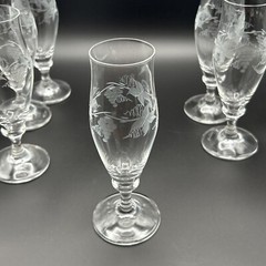 6 Schott-Zwiesel Cristallerie Glassware/Tall Champagne Flute/ Grapevine Design ~