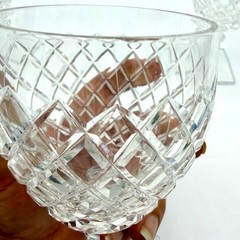 Hawkes ABP Strawberry Diamond Fan 3 Cut Crystal Goblets #7332 Sq Base 6″ READ