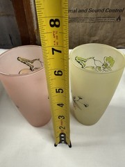 Vintage Anchor Hocking Dogwood Flower Glasses, MCM, Pair of Two, Pink and Yellow