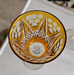 (4) Ajka Marsala Amber Wine Goblets 8 3/16″ High, Rim 3.5″ Diameter EXCELLENT
