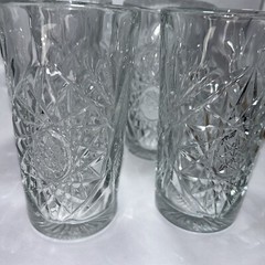 Set of 4 Libbey Hobstar Star Burst Clear Glass 6″ Tumblers Highball Ice Tea NEW