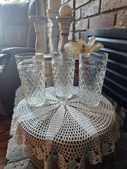 Set Of 3 VTG 12oz Anchor Hocking Quilted Diamond Iced Tea Glass Tumblers 6”T EUC