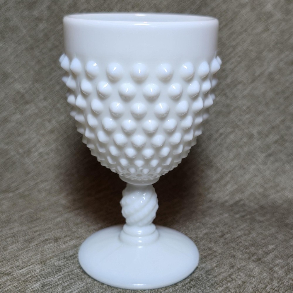 Milk Glass Hobnail Pedestal Goblet Vase White Textured Compote Cup Home Decor