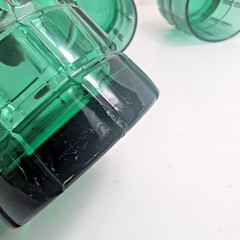 (4) Anchor Hocking Tartan Emerald Green Lowball Rocks Glasses Heavy Bottom 10oz