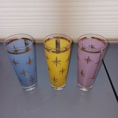 VTG 3 Bartlett Collins Atomic North Star Cocktail Glass Set Missing One Glass