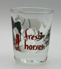 VINTAGE LIBBEY «Fresh Horses» SHOT GLASSES Set of 7 Excellent Condition Barware