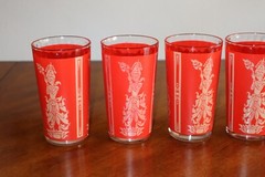 5x Vintage Culver Red Gold Siam Thai Goddess Tumbler Highball Drinking Glass MCM