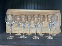 Lenox Crystal Erica Pattern Gold Rim Water Goblets (8)