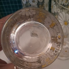 Culver Daisy-Set of 4 Vintage-5 1/2” Drinking Glasses/Barware-Gold/Wht/Yellow