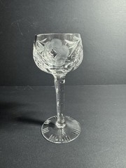 German Cut Lead Crystal Wine Goblet Glass Set of 12 Vintage 1960s