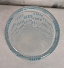 Vintage Atomic Turquoise White Hatch Pattern Tumbler Glass 7″ Mid Century MCM