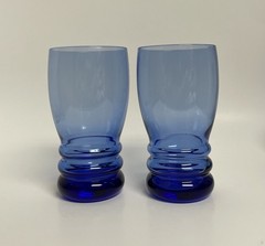 4 ct Vintage Libbey Bangles Cobalt Blue Glasses Tumblers Cooler 6.25” 16 Oz
