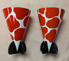 Pair of funky vintage Fitz & Floyd (F&F) atomic era inspired ceramic glasses