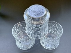 Libbey Artica Crystal Rocks Glasses 1970s Clear Geometric Textured *Set of 3*