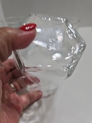 MID- CENTURY CRISA Rhombus Clear Glass Lowball By Libbey Set Of (4)