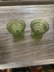Vtg Short Custard Cups Green Tumblers Fostoria Whitehall glassware 2