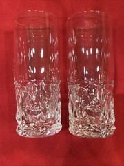 SET OF (4) TIFFANY & CO ROCK CUT HIGHBALL GLASSES, Lead Crystal, 6 1/2″; Germany