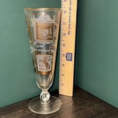 1 Vintage Libbey Inns & Pubs 8 1/2”H Footed Pilsner Beer Glasses 16oz Gold White