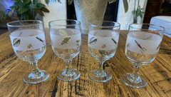 Four (4) Pfaltzgraff Naturewood 6” Frosted Glass Wine Goblets FREE SHIPPING