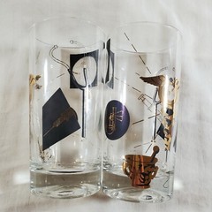 6 Custom MCM Glass 24k Gold Filigree Medical Doctor Themed Cocktail Glasses 7″